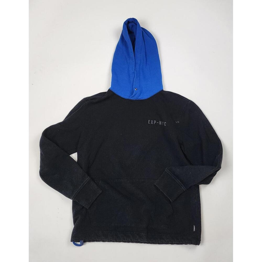 Stylish Black and Blue Hoodie with NYC Print Mens Med